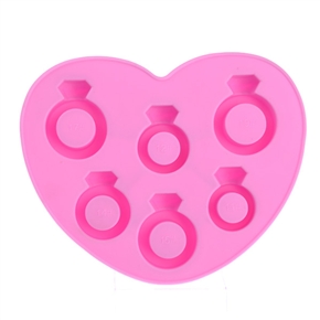 BuySKU65836 Love Diamond Ring Shape TPR Ice Tray Ice Cube Maker Box (Pink)
