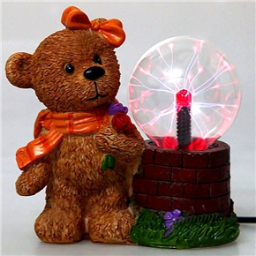 BuySKU61866 Lovely Bear Style Red-green Base Plasma Ball Table Touch Lamp with Discharging Flashlight and 2-pin Plug