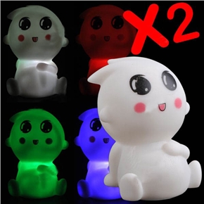 BuySKU61644 Lovely Cartoon Baby Shaped Design LED Color Changing Desktop Samll Night Light (White) - 2 pcs/set