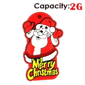 BuySKU66857 Lovely Cartoon Santa Claus Shape Design 2GB Rubber USB Flash Drive (Red)