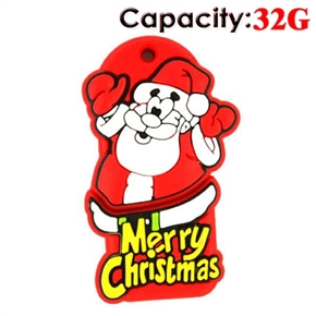 BuySKU66855 Lovely Cartoon Santa Claus Shape Design 32GB Rubber USB Flash Drive (Red)