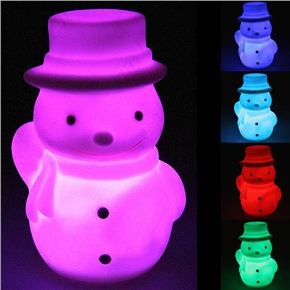 BuySKU61550 Lovely Christmas Snowman Shaped Color Changing LED Desktop Small Night Lamp (White)