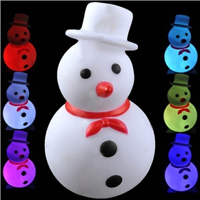 BuySKU61548 Lovely Christmas Snowman Shaped Color Changing LED Desktop Small Night Lamp with Red Bow Tie(White)