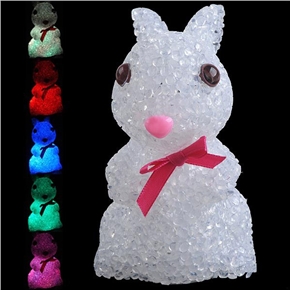 BuySKU61597 Lovely Crystal Particles Inlaid Rabbit Shape LED Color Changing Desktop Small Night Lamp (White)