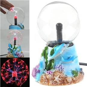 BuySKU61867 Lovely Dolphin Style Base Plasma Ball Table Touch Lamp with Discharging Flashlight & 2-pin Plug