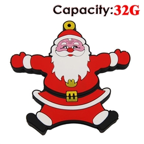 BuySKU66858 Lovely Hug Santa Claus Shape Design 32GB Rubber USB Flash Drive (Red)
