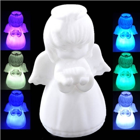 BuySKU61664 Lovely Little Angel Shaped Design Color Changing LED Desktop Small Night Light (White)