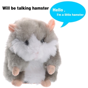 BuySKU60293 Lovely Mini Cry Pet Copy Voice Pet Talking Plush Hamster Toy (Grey)