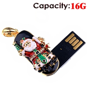 BuySKU66871 Lovely Santa Claus 16G USB Flash Memory Drive with Metal Ring
