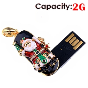 BuySKU66873 Lovely Santa Claus 2G USB Flash Memory Drive with Metal Ring