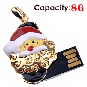 BuySKU66867 Lovely Santa Claus Head 8G USB Flash Memory Drive with Metal Ring