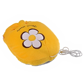 BuySKU52848 Lovely Small Flower Pattern Detachable USB Electric Warm Shoe with Antiskid Sole (Yellow)