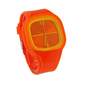 BuySKU58393 Lovely Square Shape Electronic Wrist Watch with Silicone Band (Orange)