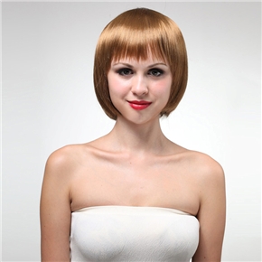 BuySKU67449 MYS57 Beautiful Chin-length Straight Bob Style Women's Synthetic Wig with Full Bangs (Blonde)