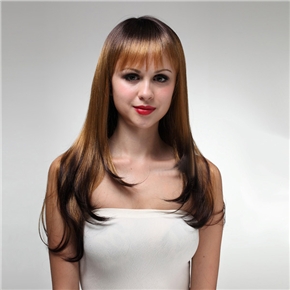 BuySKU67445 MYS60 Beautiful Long Curly Style Synthetic Wig Hairpiece with Full Bangs for Women (Flaxen)