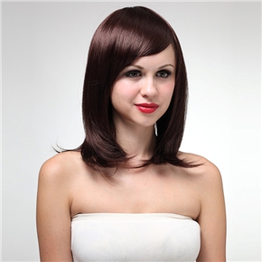 BuySKU67454 MYSU55 Vogue Short Straight Style Synthetic Fiber Women's Wig with Side Bangs (Wine Red)