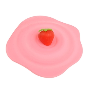 BuySKU62261 Magic Silicone Cup Lid with Strawberry Sculpt Decoration (Pink)