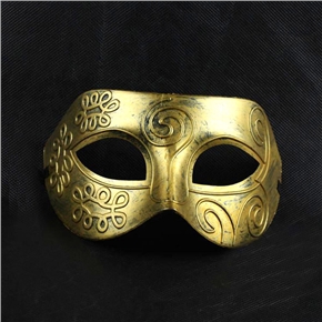 BuySKU61845 Men's Hard Plastic Spray Paint Color Pattern Archaistic Mask for All Saints' Day Ball Party - 5pcs/pack (Golden)