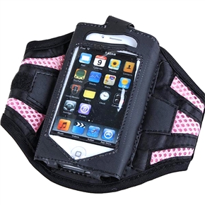 BuySKU64053 Mesh Style Sports Adjustable Holder Armband for iPhone 4 iPhone 4S (Black & Pink)