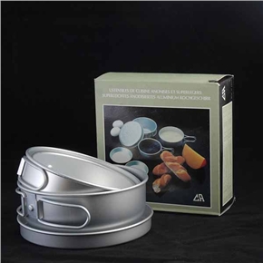 BuySKU63281 Metal Outdoor Portable 5 Pieces Dinnerware Set of Pot Bowl Disk