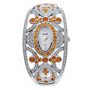 BuySKU58171 MiCam Crown Style Luxurious Lady Watch with Rhinestone Decoration Quartz Watch Wrist Watch (Orange)
