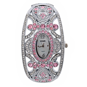 BuySKU58173 MiCam Crown Style Luxurious Lady Watch with Rhinestone Decoration Quartz Watch Wrist Watch (Pink)