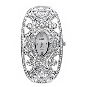 BuySKU58172 MiCam Crown Style Luxurious Lady Watch with Rhinestone Decoration Quartz Watch Wrist Watch (Silver)