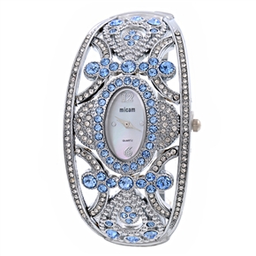 BuySKU58175 MiCam Crown Style Luxurious Lady Watch with Rhinestone Decoration Quartz Watch Wrist Watch (Sky-blue)