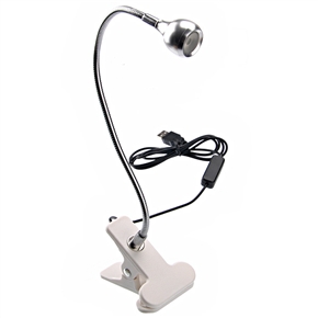 Middle-size USB Rechargeable Type LED Desk Lamp Reading Light with Clip (White) 