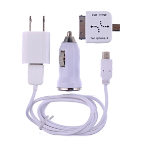BuySKU48642 Mini 4-in-1 Charger Kit USB AC Charger Adapter for iPhone 3GS/4G/ BlackBerry/HTC (White)