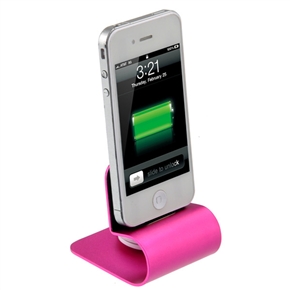 BuySKU66557 Mini Aluminum Alloy Plate Mobile Phone Charger Charging Dock Bracket for iPhone 4 /iPhone 4S (Rosy)