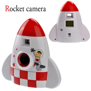BuySKU61073 Mini Type Cartoon Rocket Shape 640*480 LCD Screen 0.3MP CMOS Digital Camera with Auto Electronic Shutter