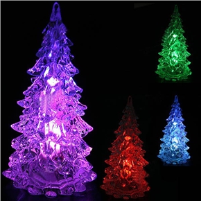 BuySKU61653 Mini Type Crystal Christmas Tree Shaped Color-changing LED Desktop Night Lamp (Silver) - 2 pcs/set