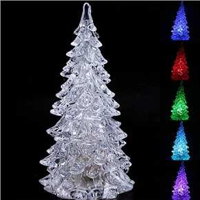 BuySKU61549 Mini Type Crystal Christmas Tree Shaped Color-changing LED Desktop Night Lamp (Silver)