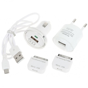 BuySKU55035 Mini-type 5-in-1 Charger Kit for iPhone4/iPad/Samsung P1000 (White)