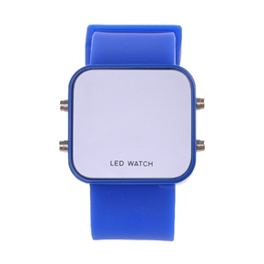 BuySKU58177 Mirror Surface Style Red LED Watch Rubber Waist Watch (Dark Blue)