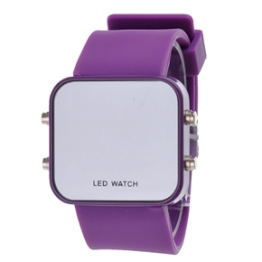 BuySKU58176 Mirror Surface Style Red LED Watch Rubber Waist Watch (Purple)