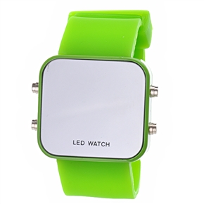 BuySKU58182 Mirror Surface Style Red LED Watch Rubber Wrist Watch (Green)