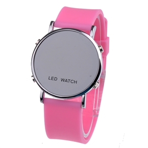 BuySKU58330 Modern Style Red LED Wrist Watch with Round Dial (Pink)