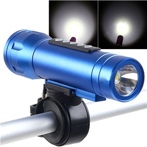 BuySKU66942 Multi-functional Bicycle LED Flashlight with LED Torch & MP3 Player & Speaker & Alarm & 4GB TF Card (Blue)