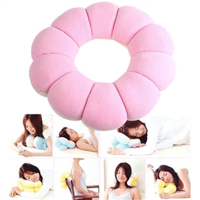 BuySKU57390 Portable Multi-function Doughnut-shaped Soft Folding Neck Nap Pillow Back Chair Sitting Cushion (Pink)