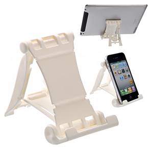 BuySKU64132 Multifunctional Folding Anti-skid Cellphone Holder with Adjustable Back Angle for iPhone iPad (White)