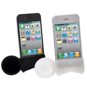 BuySKU67938 Multifunctional Silicone Horn Shaped Amplifier Stand Case for iPhone 4 - 2 pcs/set (Black & White)