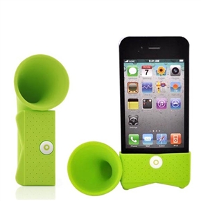BuySKU60973 Multifunctional Silicone Horn Shaped Amplifier Stand Case for iPhone 4 (Grass Green)
