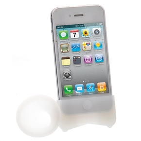 BuySKU66107 Multifunctional Silicone Horn Shaped Amplifier Stand Case for iPhone 4 (White)