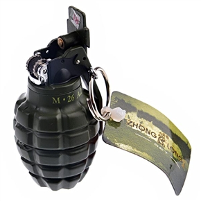 BuySKU65058 No.803 Distinctive Grenade-shaped Butane Lighter with Key Buckle (Army Green)