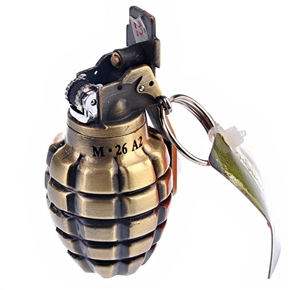BuySKU65059 No.803 Distinctive Grenade-shaped Butane Lighter with Key Buckle (Golden)