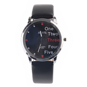 BuySKU57607 One to Five Design Round Black Dial Quartz Wrist Watch with PU Leather Band (Black)