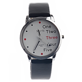 BuySKU57606 One to Five Design Round White Dial Quartz Wrist Watch with PU Leather Band (Black)