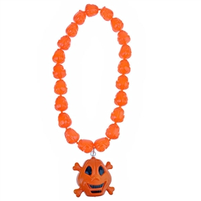 BuySKU61764 Orange Pumpkins Necklace with Light for Costume Balls /Parties /Halloween